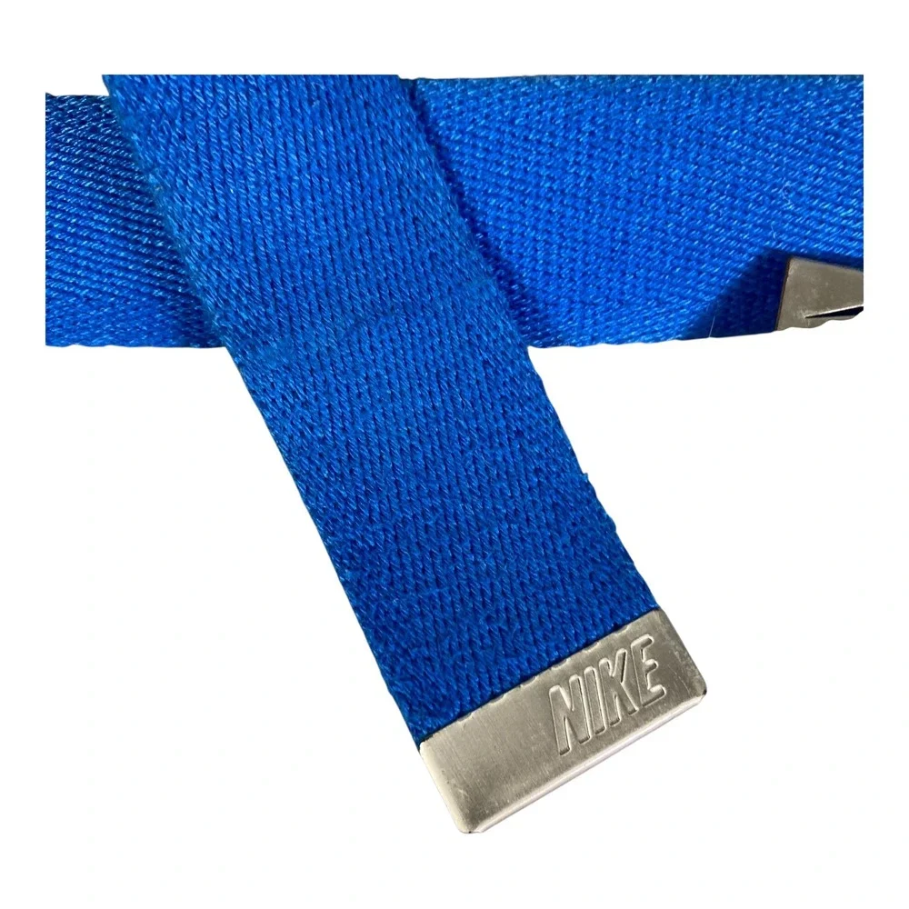 Nike Web Belt Blue Canvas Adjustable Silver Buckle Mens Casual Golf